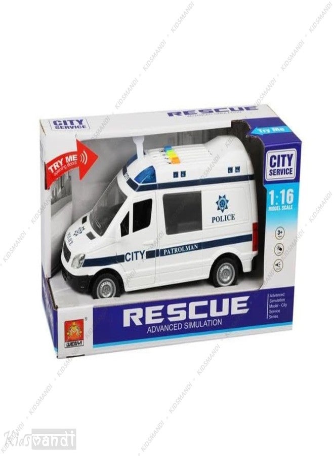 كيدز ماندي سيارة شرطة لعبة تعمل بالاحتكاك من كيدز ماندي® للأطفال - مركبة محاكاة، لعبة تعليمية، آمنة للأطفال، هدية ممتعة، تعلم تفاعلي، تصميم متين - Image 3